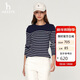哈吉斯（HAZZYS）女裝條紋學(xué)院休閑長(cháng)袖T恤女ABTSE0BCF05 藏青色NV 160/84A38