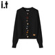 :CHOCOOLATEit設計感彩色紐扣針織開(kāi)衫女冬慵懶寬松顯瘦毛衣外套 黑色   M