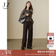 玖姿·安娜蔻休閑簡(jiǎn)約clean fit厚實(shí)針織闊腿褲褲子女2024冬款 深咖啡 S