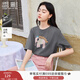 香影卡通小象灰色純棉t恤短袖女2025夏季新款超好看圓領(lǐng)落肩上衣 中灰 L 165/88A/110-125斤