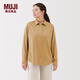 MUJI 女式 法蘭絨 襯衫領(lǐng) 長(cháng)袖襯衫襯衣內搭上衣純棉冬季女裝格子 暗黃色 M （160/84A）