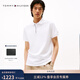 Tommy Hilfiger【涼感】25秋冬新款男裝絲光棉撞色門(mén)襟防曬運動(dòng)短袖T恤POLO 白色YBR M （推薦：135-150斤）