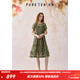 茶·愫【荊棘玫瑰】puretea茶愫圓領(lǐng)印花雪紡連衣裙女木耳邊長(cháng)裙25春新 綠色（含內件） S