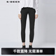 S.DEER圣迪奧春秋季女裝時(shí)尚松緊彈力緊身長(cháng)褲打底褲S21360814 黑色/91 M/165