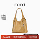 FOFO鞣光hobo包頭層植鞣牛皮單肩通勤包原創(chuàng  )小眾大容量托特包女 琥珀黃