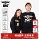 BOY JUNIOR春秋潮牌休閑圓領(lǐng)套頭衛衣百搭燙金翅膀logo印花男童女童 黑色 新-第二批 130