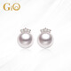 GiO珠寶 Akoya海水珍珠耳釘女18K金配鉆石送女友送老婆禮物