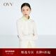 OVV春夏熱賣(mài)女裝翻領(lǐng)撞色桑蠶絲棉質(zhì)混紡長(cháng)袖針織開(kāi)衫外套 米白鑲拼08 L