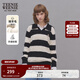 Teenie Weenie小熊春季簡(jiǎn)約學(xué)院風(fēng)休閑舒適V字翻領(lǐng)寬條紋毛衣針織衫 撞色 L (170)