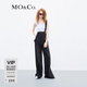 MO&Co.寬松直筒側開(kāi)叉顯瘦美式復古休閑牛仔背帶褲摩安珂 牛仔黑色 S 160