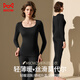 貓人德絨發(fā)熱保暖內衣女情侶款莫代爾超薄修身肌底衣秋衣秋褲套裝黑XL