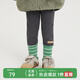papa爬爬秋冬兒童打底褲男女童褲子彈力休閑百搭拼接撞色 深灰 90 cm