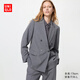 優(yōu)衣庫女裝雙排扣茄克/外套通勤商務(wù)夾克481603 484252 481603/05天灰色 M