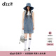 DZZIT地素牛仔連衣裙夏季背帶可愛(ài)小眾短裙女 藍色 XS