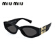 繆繆（MiuMiu）【新年禮物】墨鏡金色logo貓眼女高級感防曬太陽(yáng)鏡MU11 0MU11WS-1AB5S0-54