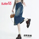 班尼路（Baleno）時(shí)尚潮流牛仔半身裙女款2025年春秋季新款高腰開(kāi)叉設計感A字短裙
