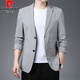 皮爾卡丹（pierre cardin）高端男裝休閑西裝男士春夏季薄款免燙抗皺商務(wù)單西服定制大碼外套 淺灰色29903 標準尺碼 180/碼