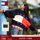 TOMMY JEANS【寬松燈籠袖】25秋冬新款女學(xué)院風(fēng)純棉撞色V領(lǐng)針織開(kāi)衫外套 藏青白紅拼色C1G XS （推薦：100斤以下）
