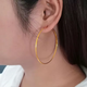 LIIA七夕情人節黃金色耳環歐美時尚氣質素圈18k金大圈耳環送女友媽媽 金店同款60mm耳環