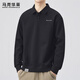 馬克華菲（MARK FAIRWHALE）衛衣男士春秋季寬松休閑長(cháng)袖t恤男翻領(lǐng)polo衫外套男 黑色 2XL