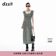 DZZIT地素連衣裙春秋法式浪漫風(fēng)印花裙子女 黑色 M