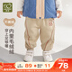 拉比兒童束口長(cháng)褲不倒絨彈力加厚加絨保暖2025秋冬新款男女童褲子 卡其 90 cm