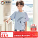 英博倫（YING BO LUN）兒童睡衣夏季薄款男童純棉家居服中大童小男孩全棉短袖套裝 25235蘭色 150