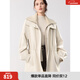 ELLE摩登雙層大翻領(lǐng)派克服女2025冬季新款高級感保暖羊羔毛短外套 米白 M