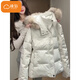 棉致韓系大毛領(lǐng)短款收腰棉服女冬季新款小個(gè)子修身顯瘦棉衣羽棉襖絨服 秀811白色【高品質(zhì)】 M 105-120斤