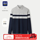 海瀾之家（HLA）長(cháng)袖POLO衫男時(shí)尚翻領(lǐng)舒適長(cháng)袖男秋季 淺灰條紋9S L 175/92A 推薦137~150斤