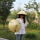 暢印 竹編遮陽(yáng)斗笠帽子大沿草帽農民男女旅游防雨帽三葉帽 斗笠加內圈繩扣扎帶 43CM直徑