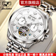 金仕盾（JIN SHI DUN）新年禮物手表男士全自動(dòng)機械表休閑商務(wù)高檔十大品牌男表防水夜光 【送2年全保換新1次】鋼帶本白