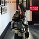 CHANEELR & KARITH披肩圍巾女秋冬季外搭復古水墨畫(huà)斗篷外套生日元旦禮物送女友老婆 黑色