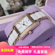 卡羅萊（CALUOLA）方形女士手表防水時(shí)尚鑲鉆腕表石英潮流陶瓷帶女表 金白色