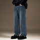 貴色高端美式復古牛仔褲男潮牌春秋季寬松直筒大碼休閑闊腿長(cháng)褲 復古藍 31  二尺四