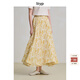 旅途原品ltyp 100支100%苧麻藝術(shù)印花不對稱(chēng)半身裙春季A字傘裙女 日光黃-植物印花 S