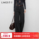 朗文斯?。↙.WEST）黑色直筒牛仔褲女2025冬季新款百搭寬松顯瘦拖地褲長(cháng)褲 黑色 L