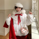 森女部落甜美風(fēng)紅波點(diǎn)90白鴨絨連帽羽絨服女2025新款過(guò)年冬季寬松外套 白色羽絨服 單件 L