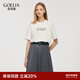 歌莉婭男女同款純棉t恤夏時(shí)尚休閑百搭短袖寬松上衣半袖1C3J0B01B 05W米白 L