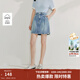 茵曼（INMAN）【商場(chǎng)同款】牛仔短裙2025夏季女裝新款純棉顯瘦a字裙子 淺牛仔 L