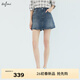 伊芙麗（eifini）伊芙麗薄款牛仔布復古設計感裙褲式牛仔短褲女2025夏裝新款 深藍 S