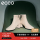 愛(ài)步（ECCO）冬季新款高端羊皮方頭高跟時(shí)裝女靴 型塑290983 石灰色37