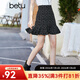 betu百圖女裝高腰顯瘦碎花雪紡半身裙小魚(yú)尾a字短裙裙子女2202T48 黑色 L