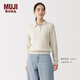 MUJI女式 可水洗 纜繩花紋 POLO針織衫 女裝26年春季 BA1RDA6S 象牙色 S (155/80A)