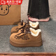 COSMICKISS德訓鞋加絨冬季厚底雪地靴女2025新款復古丑萌勃肯鞋保暖毛毛棉鞋 豹紋咖色38碼