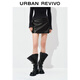 UR【鐘楚曦同款】2026春季新款女復古摩登超短款半裙UYY550052 黑色 M