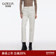 歌莉婭白色九分牛仔褲女2025新款秋冬穿搭高腰抓絨長(cháng)褲1ECRCD080 05W米白 25