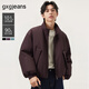 gxgjeans男裝多色潮流寬松短款立領(lǐng)夾克式羽絨服25冬新品 酒紅色 180/XL