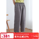 無(wú)色無(wú)味夏季 熱賣(mài)款 高腰顯瘦抽繩亞麻 休閑褲 哈倫褲 褲子 女褲 女裝 紫咖 XL (40)