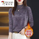 啄木鳥(niǎo)（TUCANO）雙面德絨長(cháng)袖T恤保暖印花秋冬新款印花氣質(zhì)韓版大碼半高領(lǐng)打底衫 紫色【德絨保暖】 2XL 建議125-140